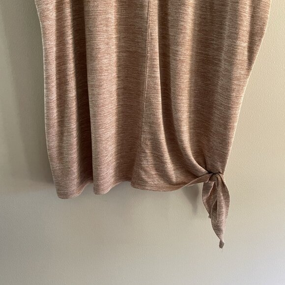 LIVI Lane Bryant Women 22/24 Tan Heather Short Sleeve Side Tie Tunic T-Shirt - Picture 2 of 10